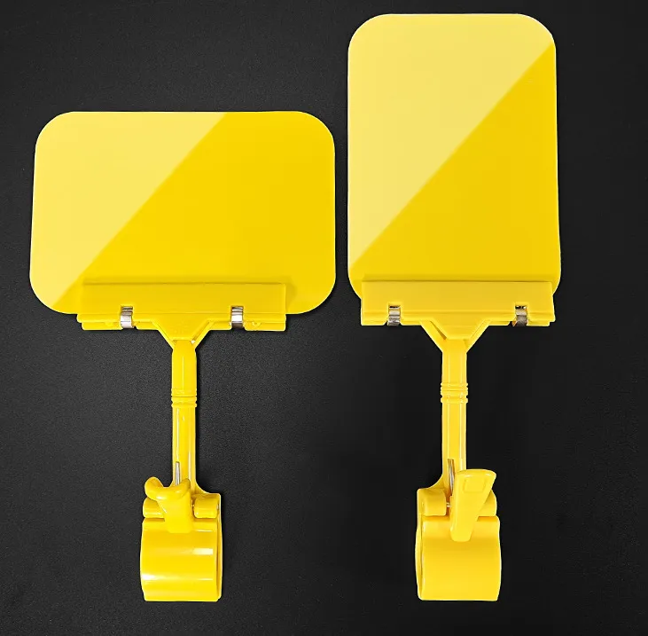 Yellow Abs Sign Clip with A6 Pvc Erasable Board Advertising Price Label Holder 