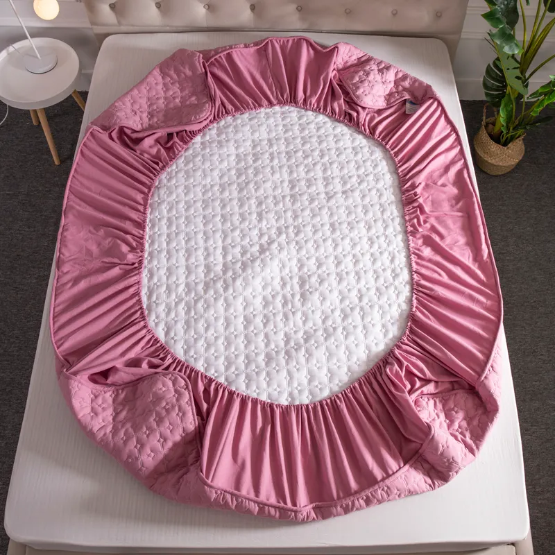 Утолщенный стеганый наматрасник King Queen, стеганая кровать, простыня, антибактериальный наматрасник, розовый защитный коврик для кровати 20261U