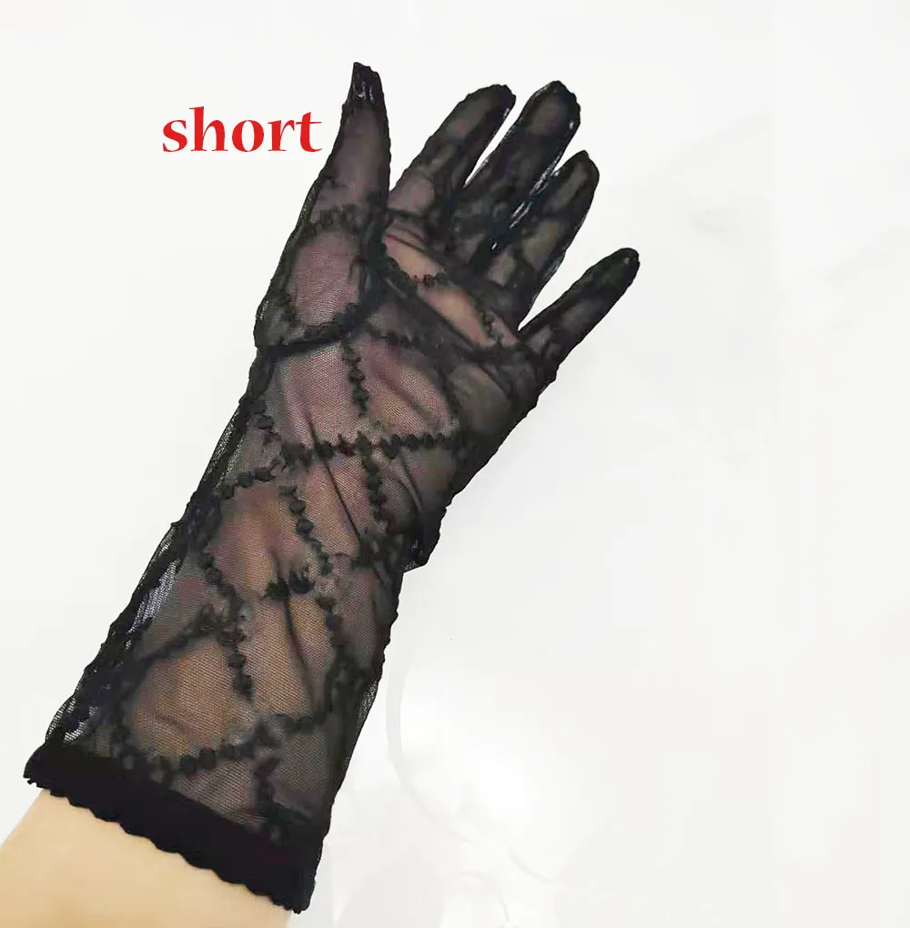 نساء Long Lace Bride Bridal Wedding Gloves Crystals Wedding Accessories Five Fingless Wrist Leng No Box235Z