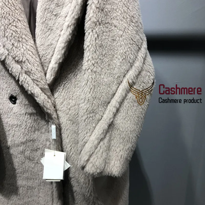 Cappotti sciolti in lana di alpaca con pelliccia di orsacchiotto da donna Inverno caldo addensare Cappotto rosso classico da donna 201211