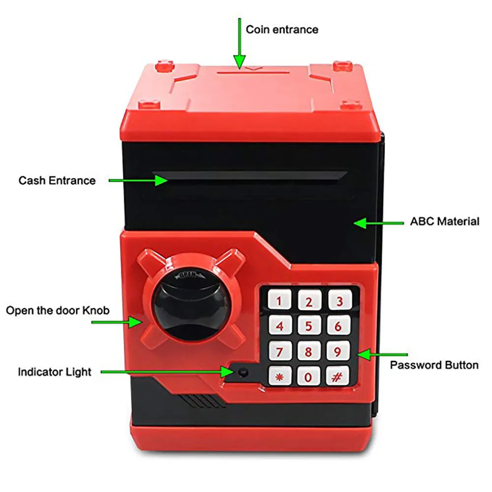 Elektroniczne Piggy Bank Safe Money Box dla dzieci cyfrowe monety gotówkowe oszczędności Safe Depozyt ATM Prezent urodzinowy dla dzieci LJ20128367927