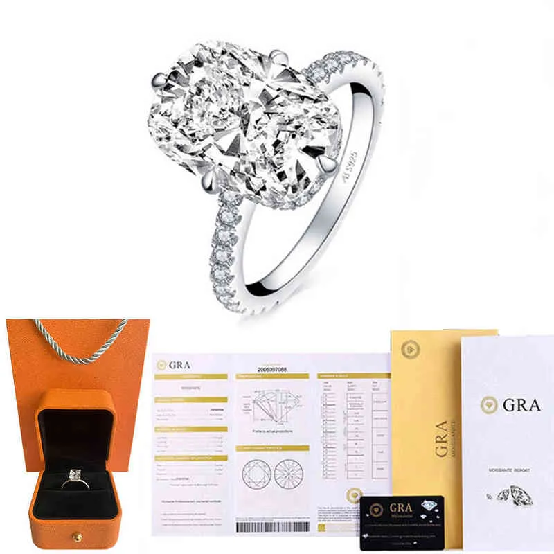 S925 bagues de fiançailles en argent Sterling 6ct forme d'oeuf diamant Couple bague de mariage bijoux de luxe grand 2202073017545