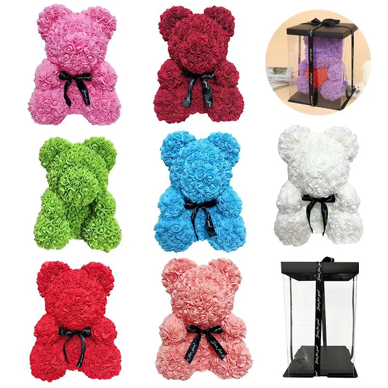 Ours en peluche Rose rouge 25cm, cadeau de saint-valentin, fleur artificielle, décoration, cadeaux de noël pour femmes, cadeau de saint-valentin 298k