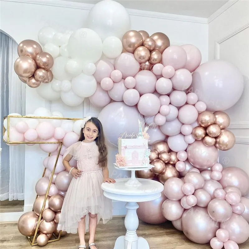 1 Zestaw Różowy Balon Garland Arch Kit Wedding Latex Urodziny Dekoracji Baby Shower Globos Supplies 220217
