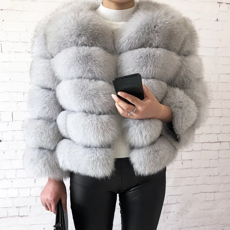new style real 100% natural jacket female winter warm leather fox coat high quality fur vest 201102