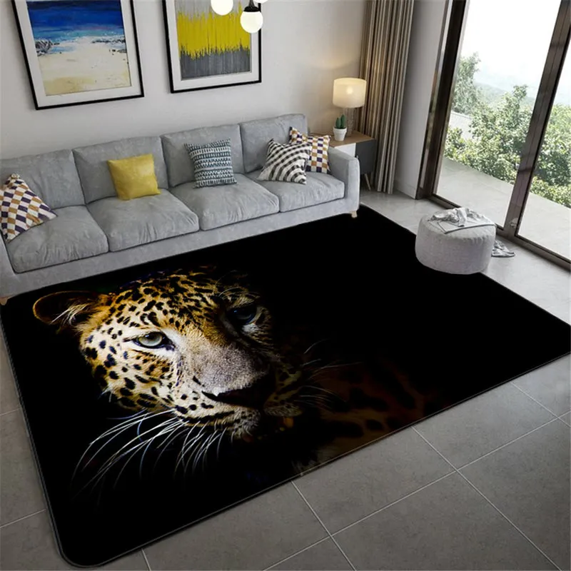 Mode leopard mönster matta på golvet 3d djur tryckt stort vardagsrum mjuk svamp badrum mat absorbera anti-slip 220301
