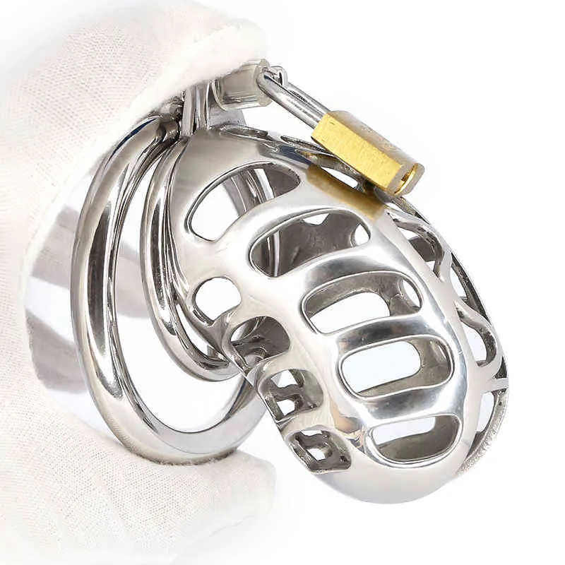 NXY Cockrings Stop Masturbation Metal Chastity Device Cock Cage Lock Penis Ring with Spiked Lockable Delay Ejaculation Bdsm Male Sex Toys 0214