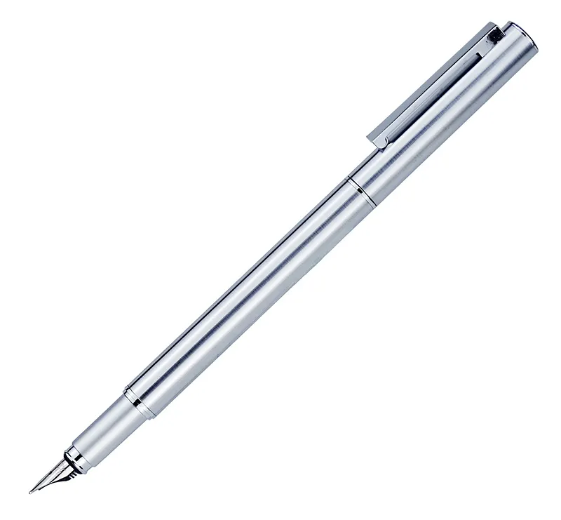 HongDian Stylo plume en métal et acier inoxydable, pointe fine 04 mm, argent brillant, excellent cadeau d'écriture, stylo à encre pour bureau d'affaires, maison T1862031