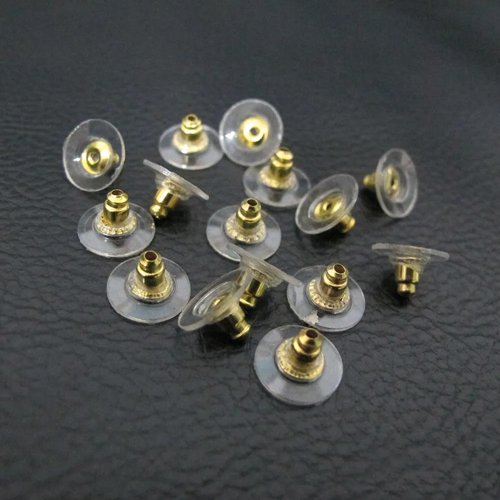 Gold Silver Plated Flying Disc Shape Earring Backs Stoppers Earnuts Earring Plugs Alloy Finding Jewelry Accessories Co274s