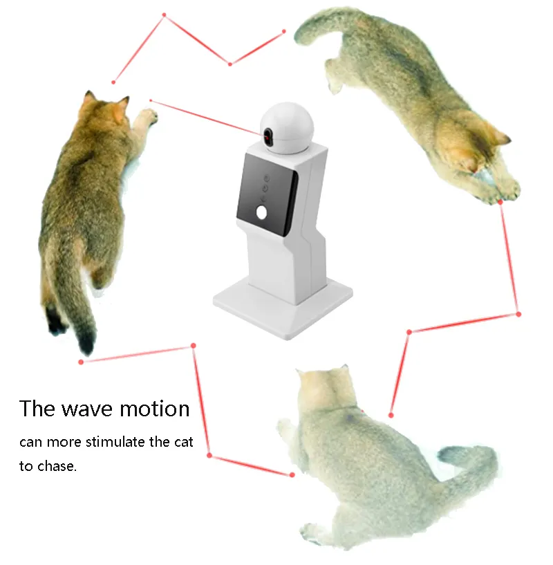 Electric Laser Cat Toy Robot Teasing Cats Toys Automatic For Kitten Spela Game Pet Tyst Random Mode Wave Point Funny Crazy Toys 201537403