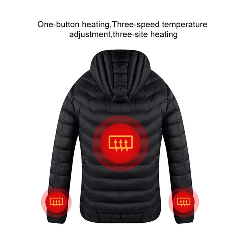 Hohe Qualität Beheizte Jacken Daunen Baumwolle Herren Frauen Outdoor Mantel USB Elektrische Heizung Mit Kapuze Jacken Warme Winter Thermal Mantel T200114