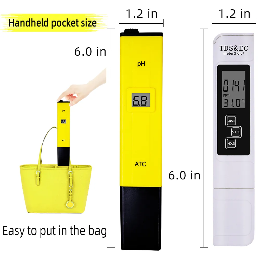 Pocket Digital LCD PH Meter TDS EC Wasser Aquarium Reinheit PPM Filter Hydroponic Pool Tester Tool 30% Rabatt Y200922