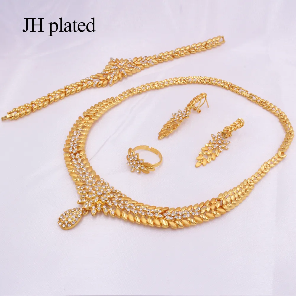 Jewelry sets for Women Dubai 24K gold color India Nigeria wedding gifts necklace earrings Bracelet ring set Ethiopia jewellery 201241S