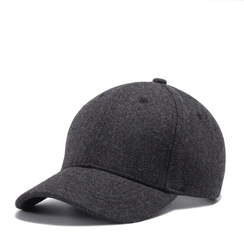 Cap Zwart Grijs Mannen Grote Hoofd Baseball Kleur Volwassen Pet Met Grote Omtrek 55-62 Cm Wol hip Hop Hat242u