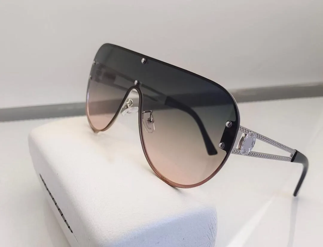 Bouclier Wrap lunettes de soleil pilote or noir gris mode femmes lunettes de soleil surdimensionnées UV400 lunettes de Protection avec étui 2707