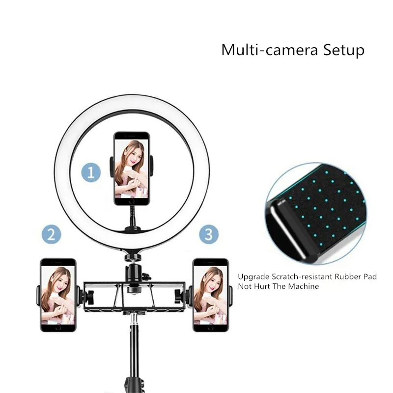33CM RGB LED Selfie Ringlicht mit 2m 1,6m 0,5m Stativ USB Buntes Fotografielicht mit Fernbedienung für Youtube Tiktok