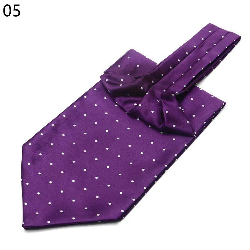 Nackband män vintage polka dot bröllop formell cravat ascot själv brittisk stil gentleman polyester silke paisley slips dräkt244w