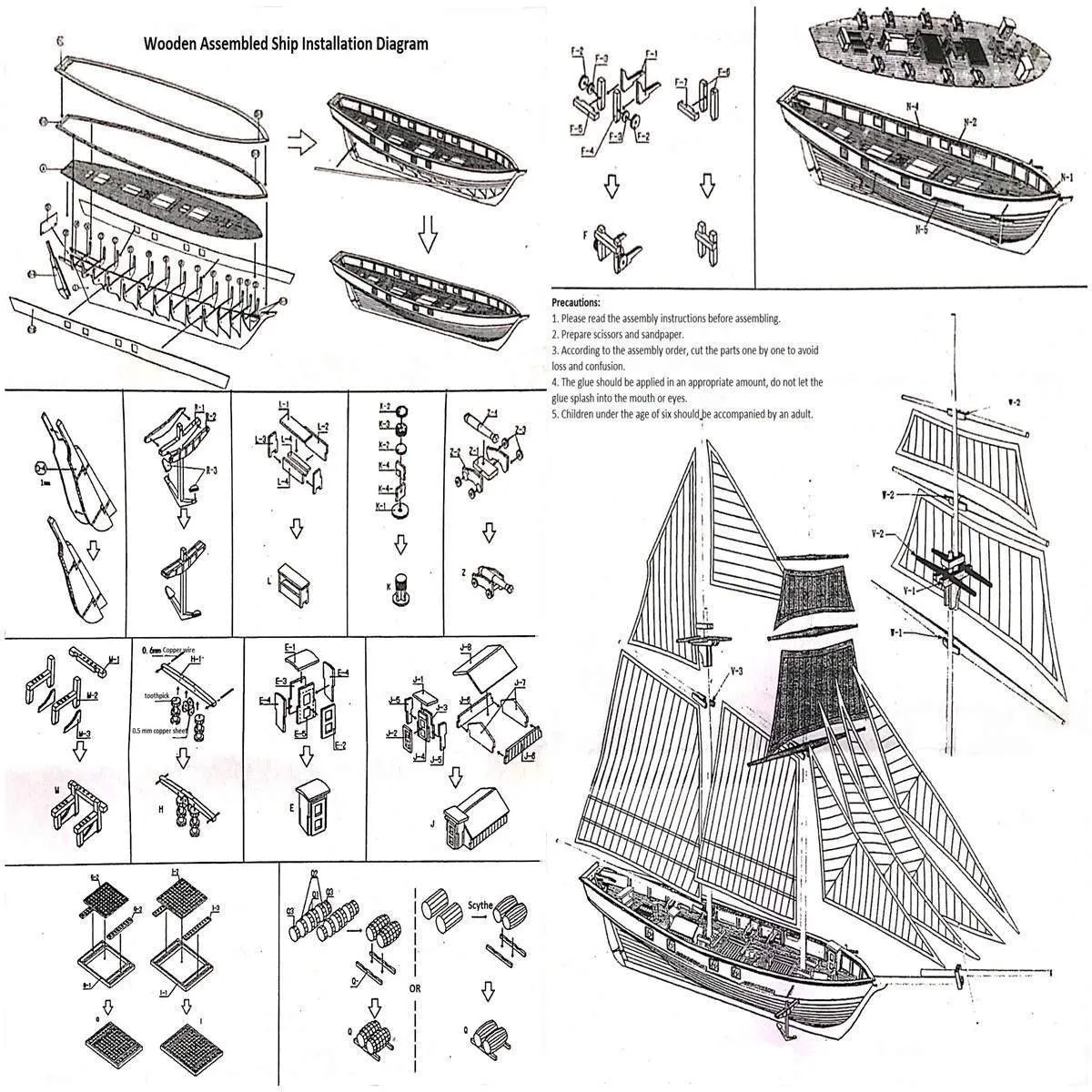 Modello di barca a vela in scala 1130 Kit di modelli di assemblaggio di navi fai da te Figurine in miniatura Barche a vela in legno fatte a mano Artigianato in legno Decorazioni la casa T232G