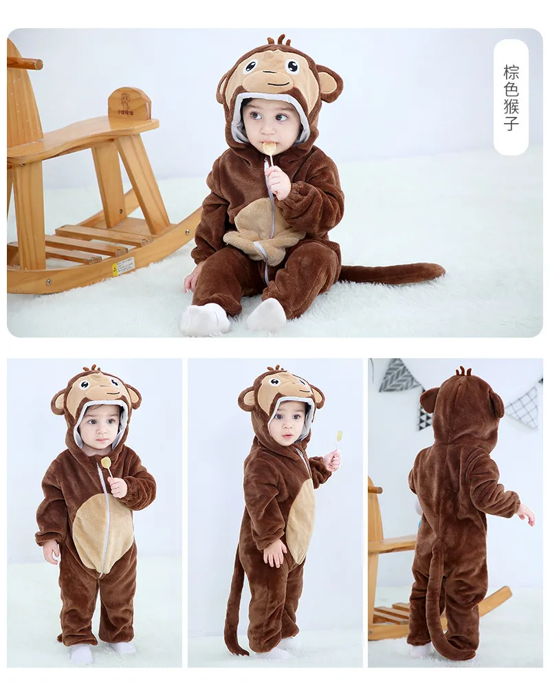 Rompers born Baby Kigurumi Boy Girls Pajamas Animal Cartoon Romper Hooded Pyjama Lion Monkey Costumes Toddler Cosplay Clothes 220919