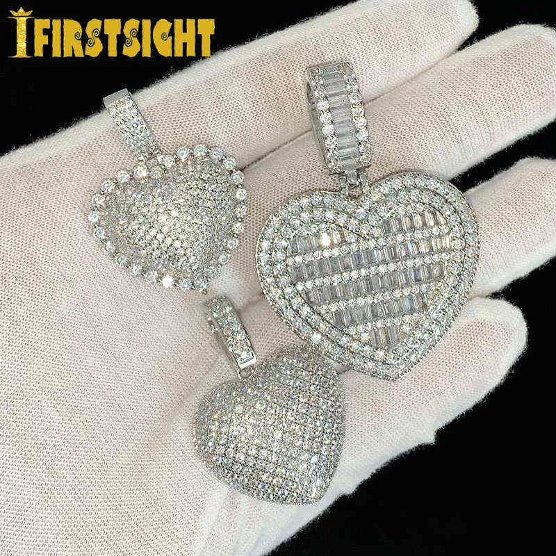 Silver Color Cz Heart Pendant Halsband Hiphop Full Iced Out Cubic Zirconia Stone Tennis Chain Hearts Choker Women Syckel 220121 217Z