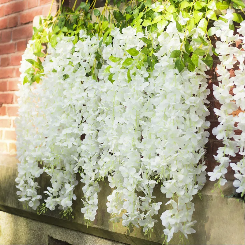 12 Stks 45 inch Kunstmatige Wisteria Bloemen Fake Vine Ratta Opknoping Garland Silk String Home Party Wedding Decor 220311