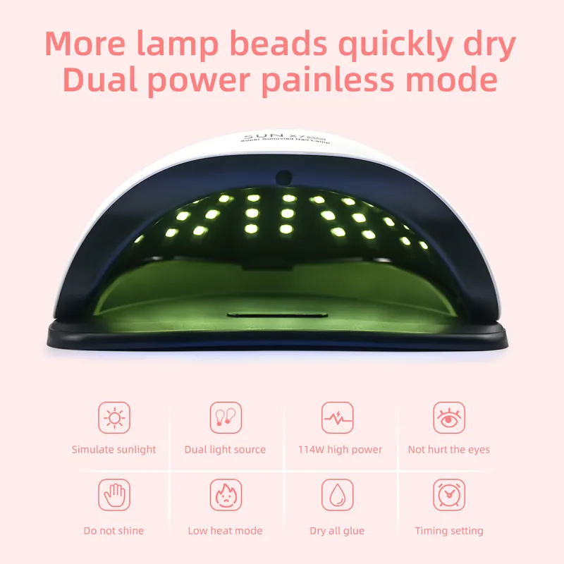 Sèche-ongles 114W90W72W36W Lampe à LED UV avec perles Séchage rapide Détection de mouvement pour le durcissement Gel Polish Salon Tool 220829