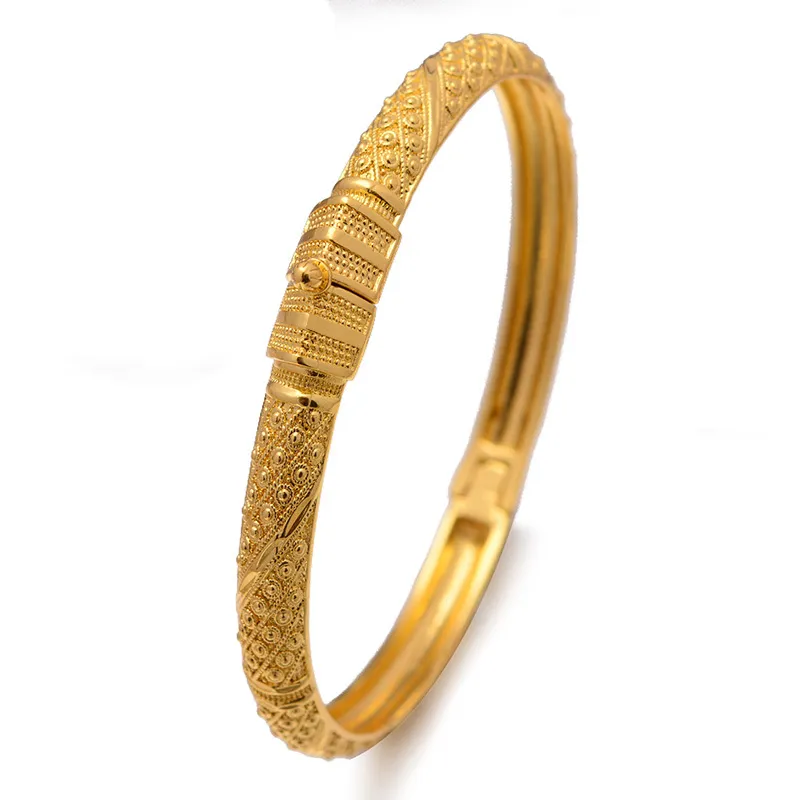 24K Wholesale Ethiopian Gold Color Bangles For Women Factory Price African Middle East Dubai Halloween Jewelry Y1126