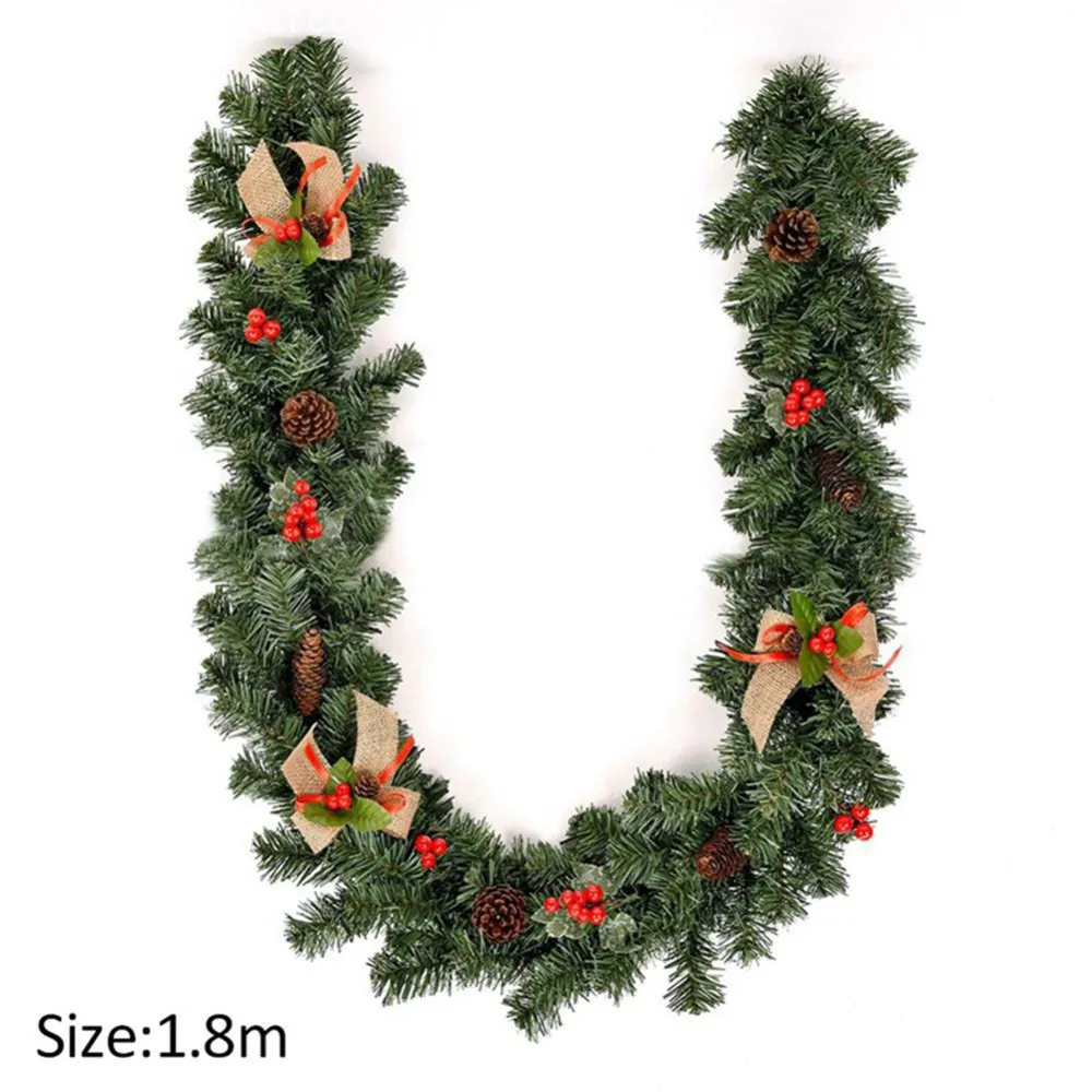 1.8M Décoration De Noël Rotin Fleur Artificielle Arbre Ornement En Plein Air Guirlande Guirlande Pendentif Fête De Noël Fournitures Porte Escaliers Décor Y200111