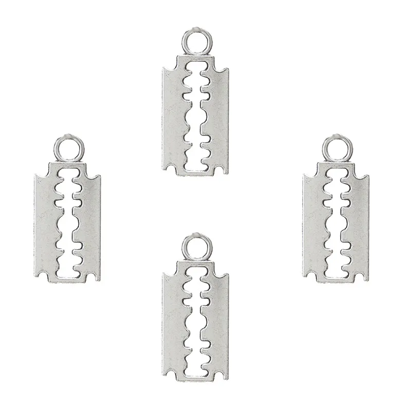 100 Stück Legierung Silber Farbe Rasierklinge Charms Armband Halsband Halskette Anhänger Charms für Schmuckherstellung handgemachtes Handwerk 24 11mm229s
