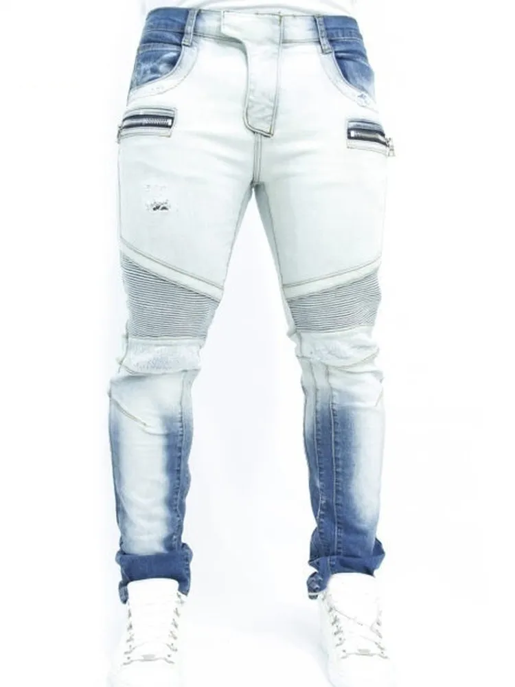 Hommes Jeans Hommes Droite Fermeture Éclair Biker Pantalon Taille Haute Printemps Automne Streetwear Mâle Desiger Lavé Pantalon 220928