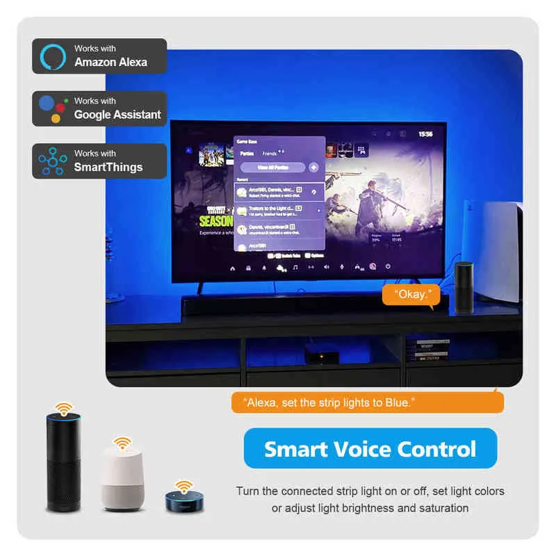 Окружающая подсветка телевизора и ПК, светодиодные ленты для устройств HDMI, USB RGB лента, экран, синхронизация цвета, комплект светодиодной подсветки для Alexa Google TVs Box W170H