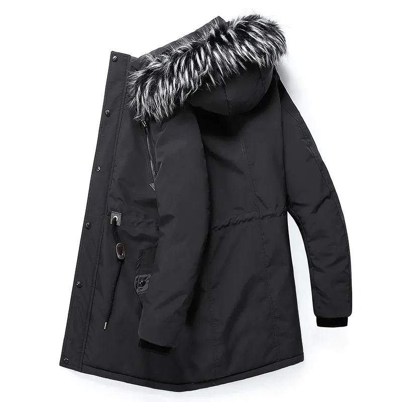 Män tjock parka kappa mens vinter varm huva päls krage parkas manlig multi pocket parkas coat jaqueta masculina bomber 201119