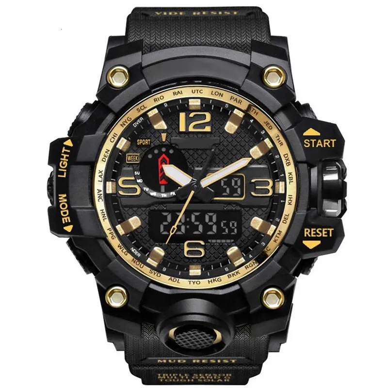 Nowe męskie zegarki sportowe wojskowe Analog cyfrowy zegarek LED odporny na rękę THOCK MĘŻCZYZNIE MĘŻCZYZN ELEKTRONICZNE SILICONE WATK Pudełko prezentowe Mont196c