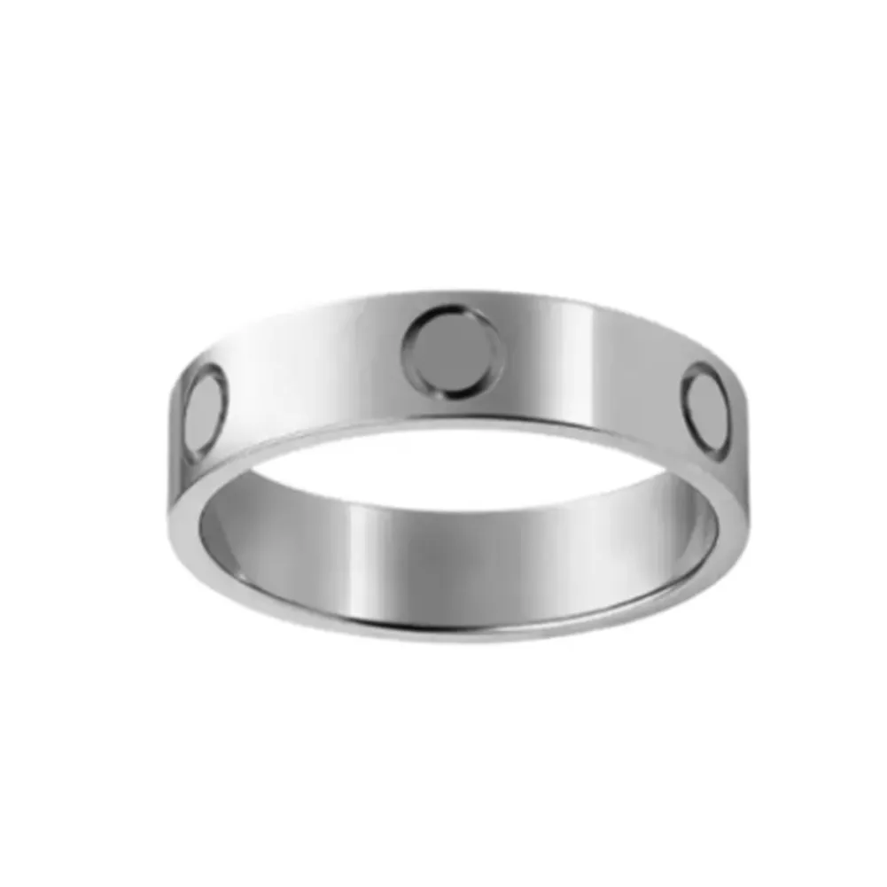 Titanium Steel Silver Love Ring Men and Women Rose Gold Jewelry for Lovers Par Rings Gift Size 5-11 Bredd 4-6 mm med dammtät 245G