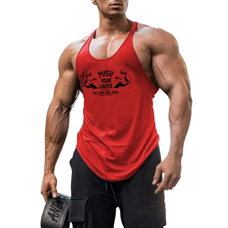 Ginásio Stringer Tanque Top Homens Roupas de Fitness Algodão Y Back Bodybuilding Singlets para Masculino Camisa Sem Mangas Muscle Workout Vest 220302