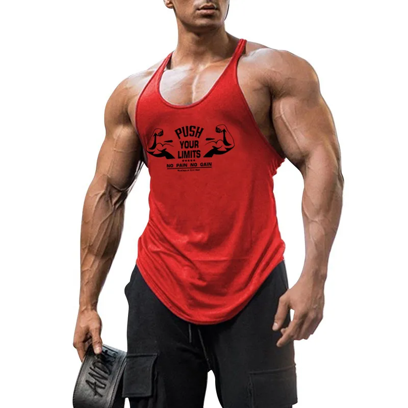 Gym Stringer Tank Top Mannen Fitness Kleding Katoen Y Terug Bodybuilding Singlets voor Mannelijke Mouwloos Shirt Spier Workout Vest 220302