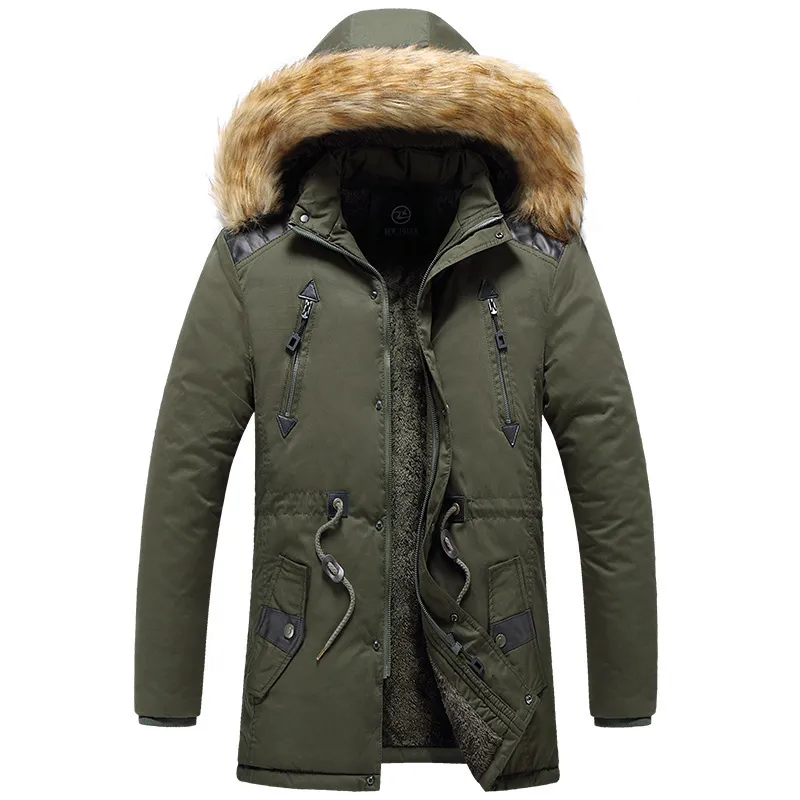 Winter Jacket Men Long Parkas Thick Coat Warm Outdoor Jacket Men Fur Hood Collar Windproof Winter Thick Overcoat Mens Jackets 201127