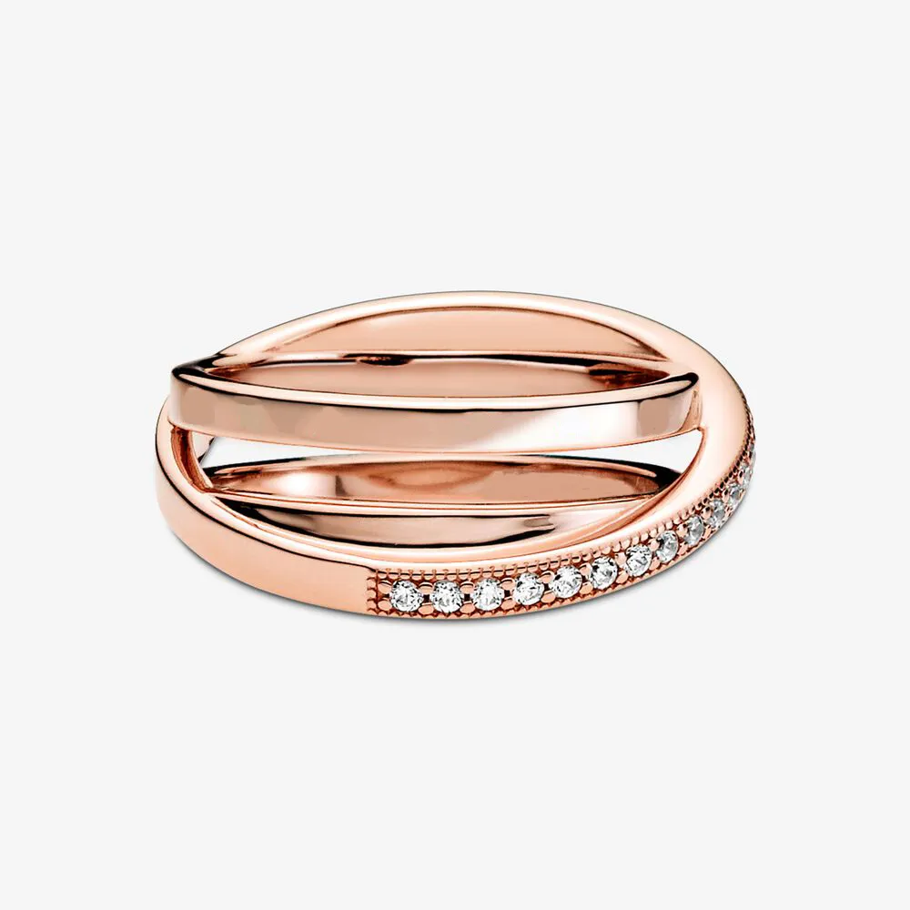 新しいブランド925スターリングシルバークロスオーバー女性結婚指輪のためのトリプルバンドリングファッションジュエリー267o