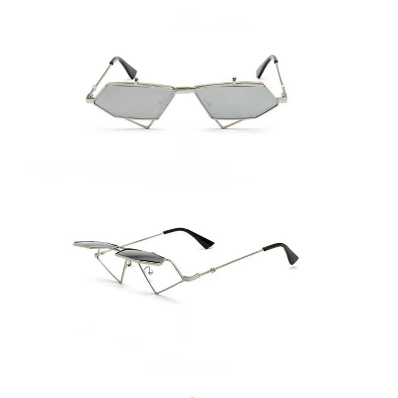Okulary przeciwsłoneczne Zowensyh Fashion Ins Flip Sun Rack Ladies Hip Hop Retro Par Punk sprawia, że ​​trójkątne wydrążone okulary 198U