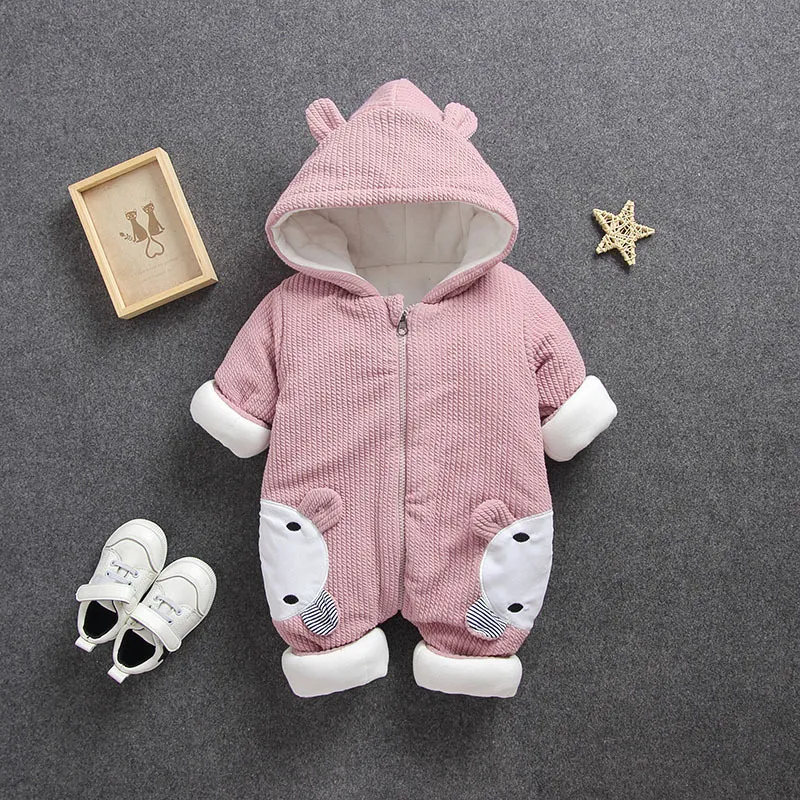 Комбинезон для новорожденных, осенне-зимняя детская одежда, одежда для маленьких девочек, детские комбинезоны для маленьких мальчиков, теплые комбинезоны с капюшоном, детский костюм LJ201023