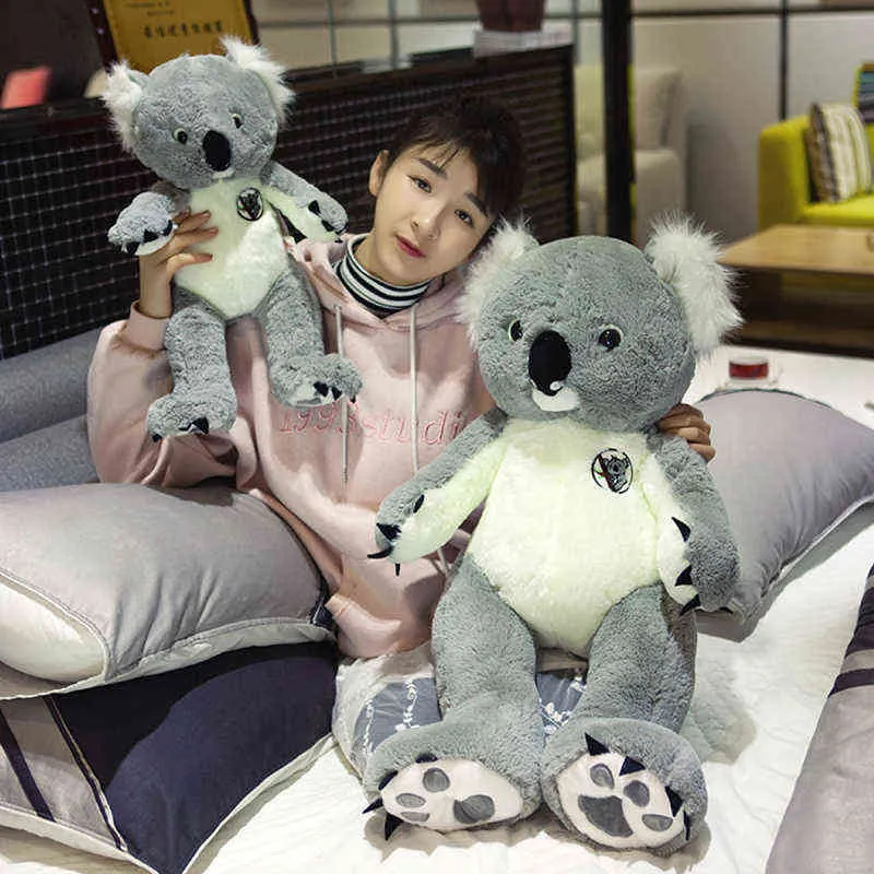100-80cm Big Giant Australia Koala Plush Toy Soft Stuffed Bear Boneca Brinquedos Crianças Juguetes Para Meninas Presente de Aniversário 220119