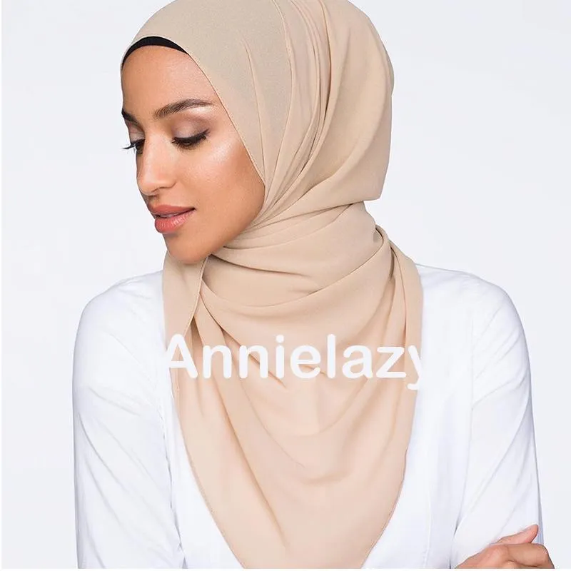 Women Chiffon Buffon Plain Bubble Chiffon Hijab Shawls Wraps Cabeza de la cabeza Femme diadema Musulmán Hijabs bufandas Bandanas244m