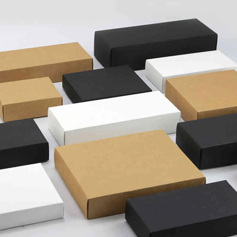 Caja de papel blanco y negro Kraft, caja de embalaje de regalo de papel en blanco, caja de cartón con tapa, cajas de cartón grandes de regalo H1231282u