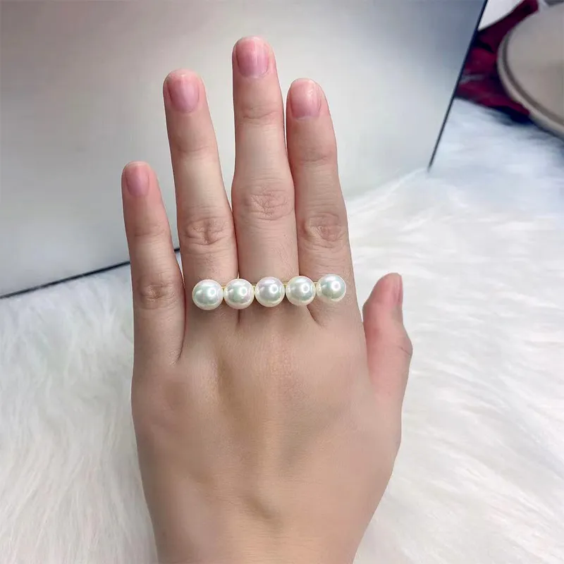 Slovecabin 925 Sterling Silver Balance Bar Faux Pearl Ring Dames Luxe Femme Wedding Ring Bague Japanse Fine Jewelry Supplies 223246795
