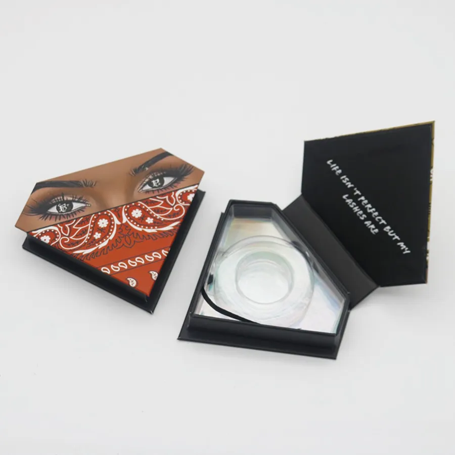 3D Mink Eyelash Package Boxes Falska ögonfransar Förpackning Tom Eyelash Box Case Creative Diamond Shaped Lashes Box Förpackning