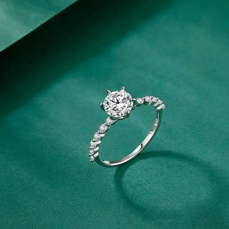 S925 Sterling Silver Simple et Polyvalent Curling Géométrique Texturé Fleur Forme Anneau Micro-set Multi-diamant Bijoux Cadeau