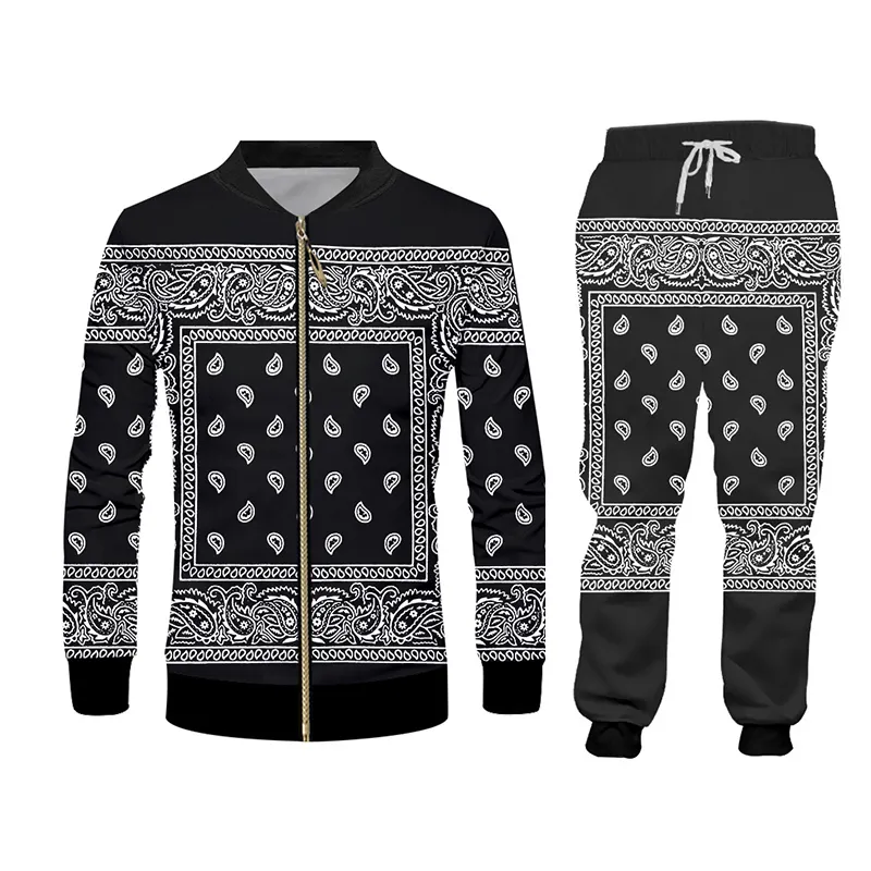 UJWI Hip Hop Frauen/Männer Jogger Hosen Sweatshirt Paisley Graphic Trainingsanzug Jogginghose Hoody Cashew Floral Streewear Zwei Stück Set 201201