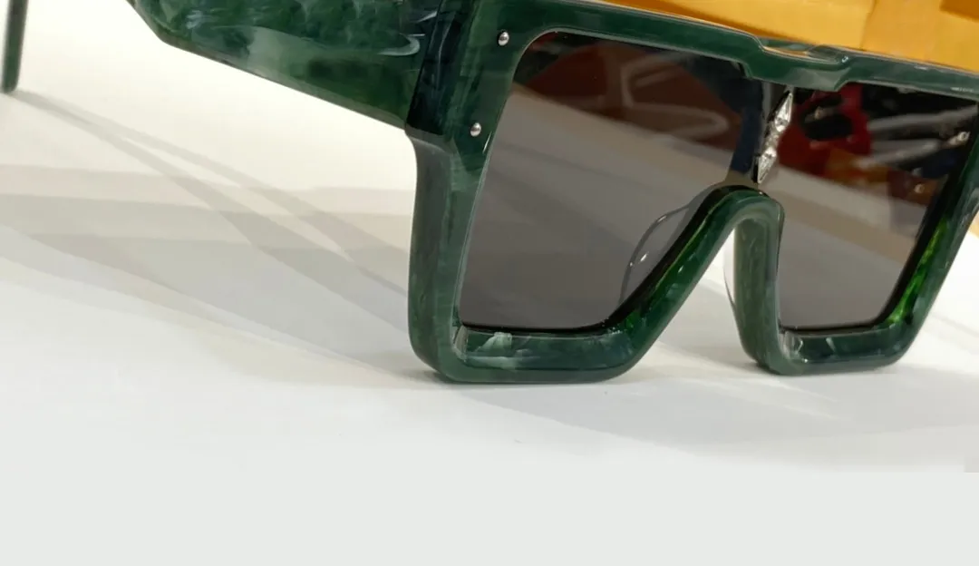 Vierkante Cycloon-zonnebril voor heren Groen marmer Heren Hiphop Oversize zonnebril Sportzonnebril met Box265S