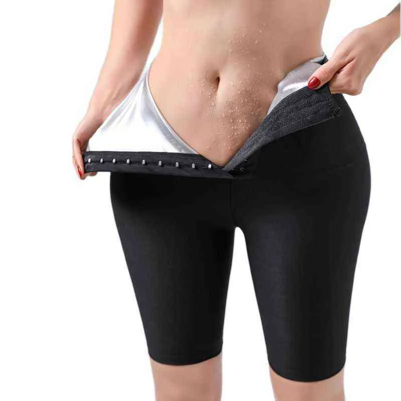 Ter Sauna Pantolon Vücut Şekillendirici Zayıflama Termo Shapewear Şort Bel Eğitmen Karın Kontrol Spor Tayt Egzersiz Takım Elbise 220125