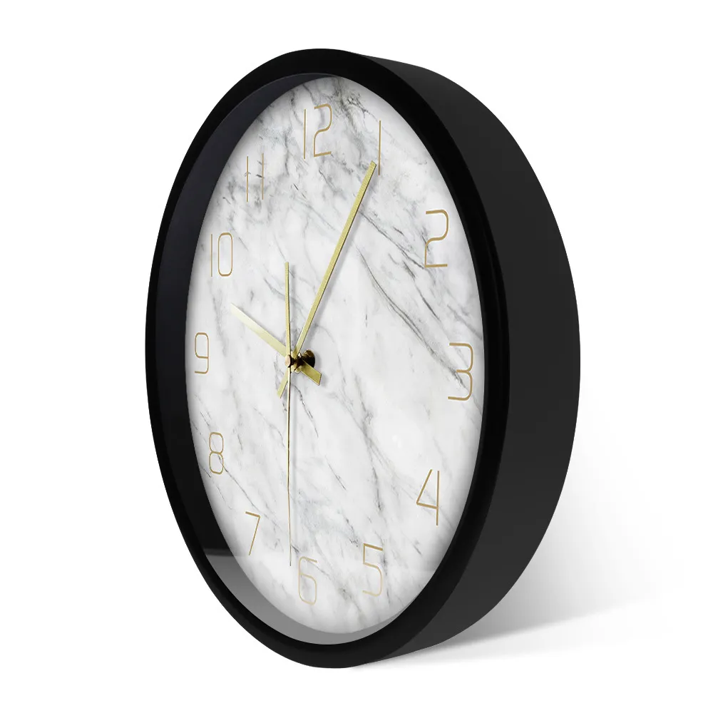 Quartzo analógico silencioso relógio de parede de mármore 3d chique impressão de mármore branco moderno relógio de parede redondo criatividade nórdica decoração de casa moda lj20272a